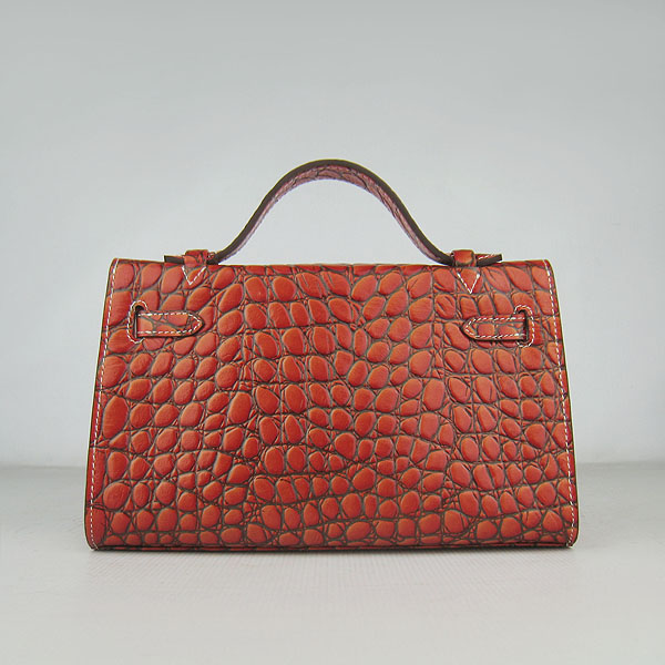 AAA Hermes Kelly 22 CM Python Leather Handbag Dark Orange H008 On Sale - Click Image to Close